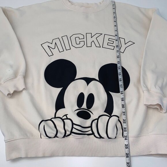 Mickey Mouse H&M Disney Printed Oversized White Pullover Crewneck Sweater Medium - Picture 11 of 16